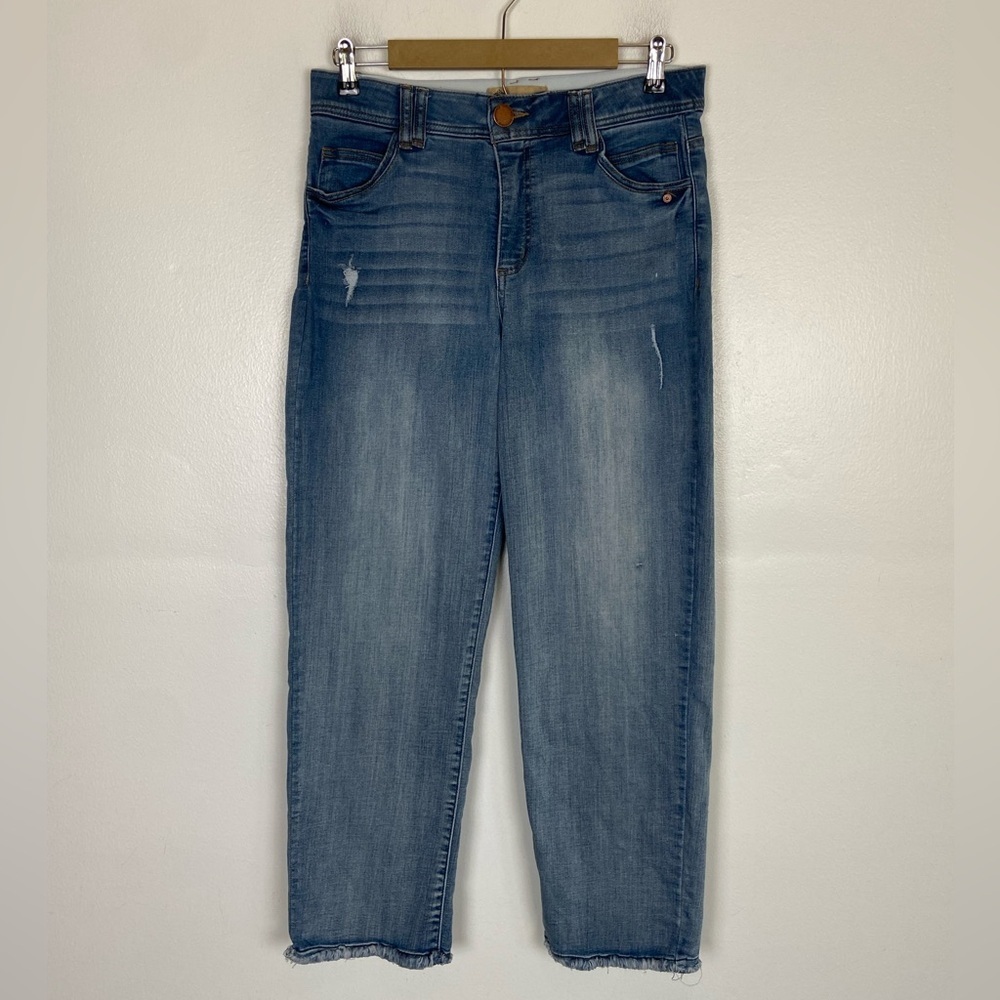 Democracy AB Technology Women's Skinny Jeans Size 10 Blue Raw Hem Distressed